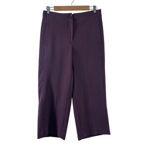 Ann Taylor Petite Plum Purple Wide Leg Crop Pants Trousers 4P High Rise Workwear